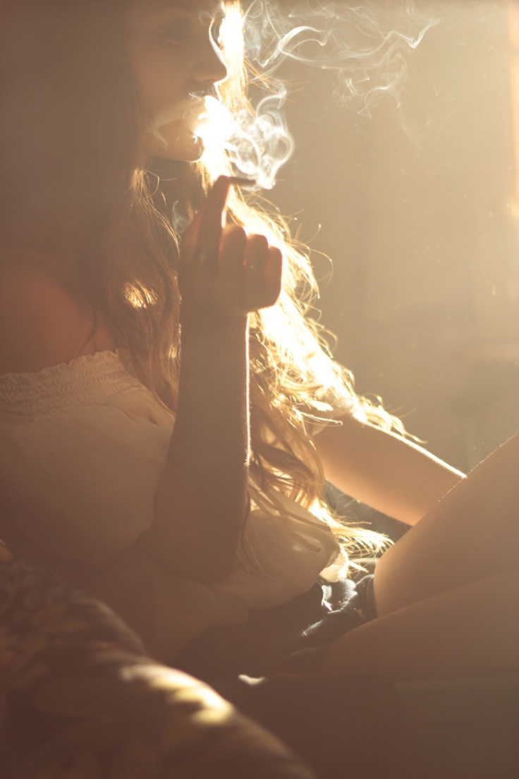 Girl bikini smokes cigarette hot