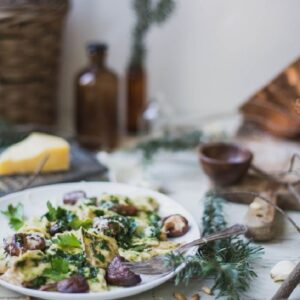 Celeraic-chevre-fennel-agnolotti-with-brown-butter-parsley-pesto-shiitakes-300x300