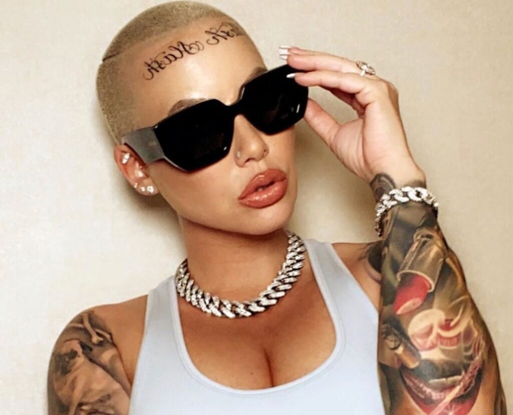 Amber Rose Gets Giant Forehead Tattoos in Honor of Her Sons: Pics |  Entertainment Tonight